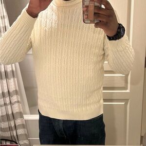 🤍 GUESS Cream Cable Knit Cowl Neck Sweater Cozy Minimalist Essential 
 (unisex)